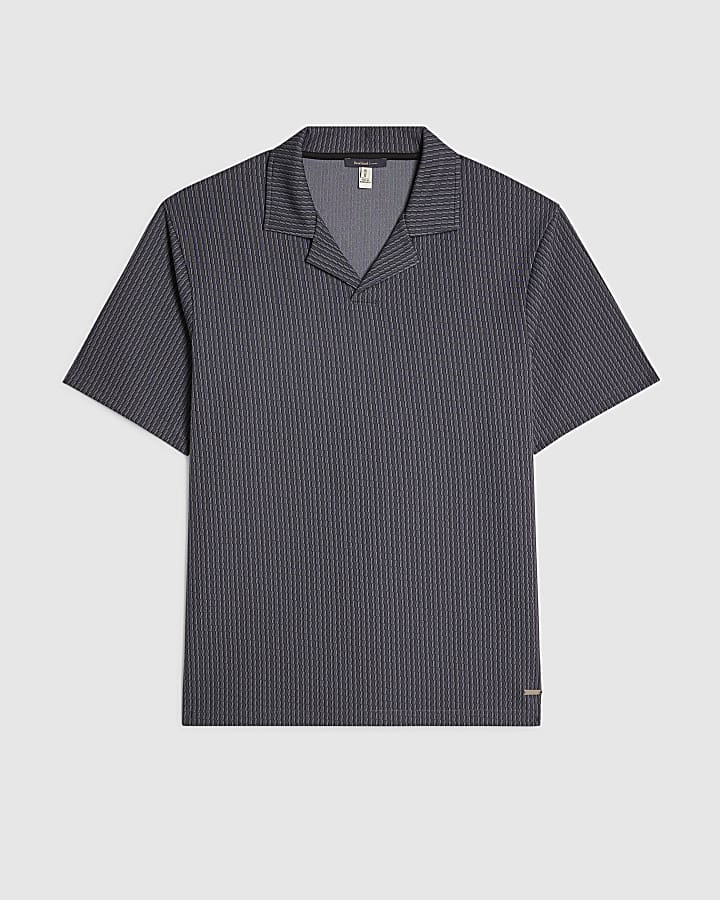 Blue Regular Fit Open Collar Shirt Set