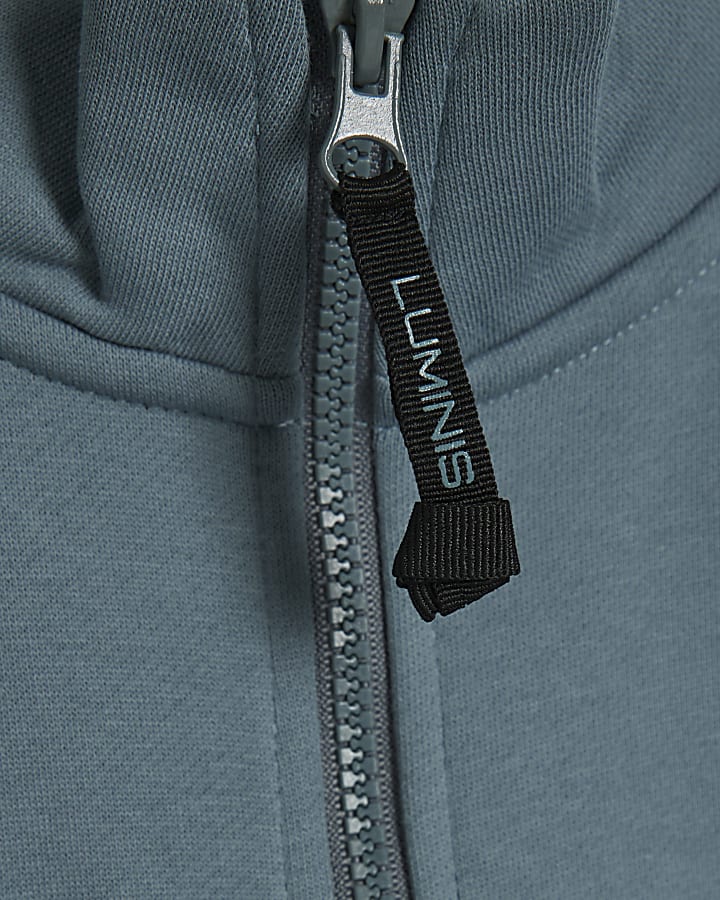 Blue Regular Fit Nylon Funnel Sweatshirt