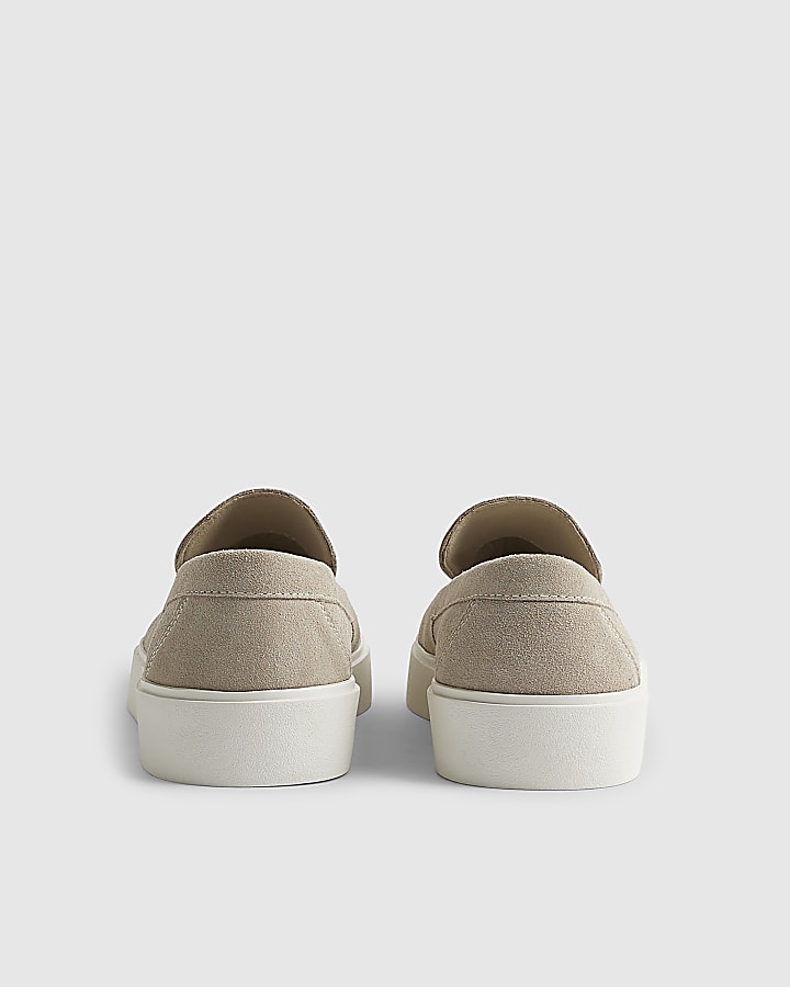 Beige Suede Loafers