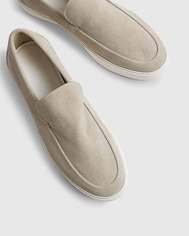 Beige Suede Loafers