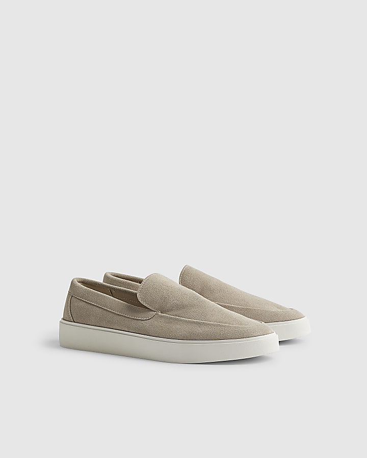 Beige Suede Loafers