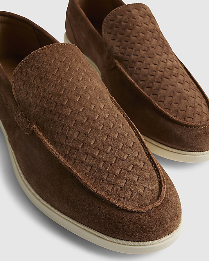 Brown Suede Woven Loafer