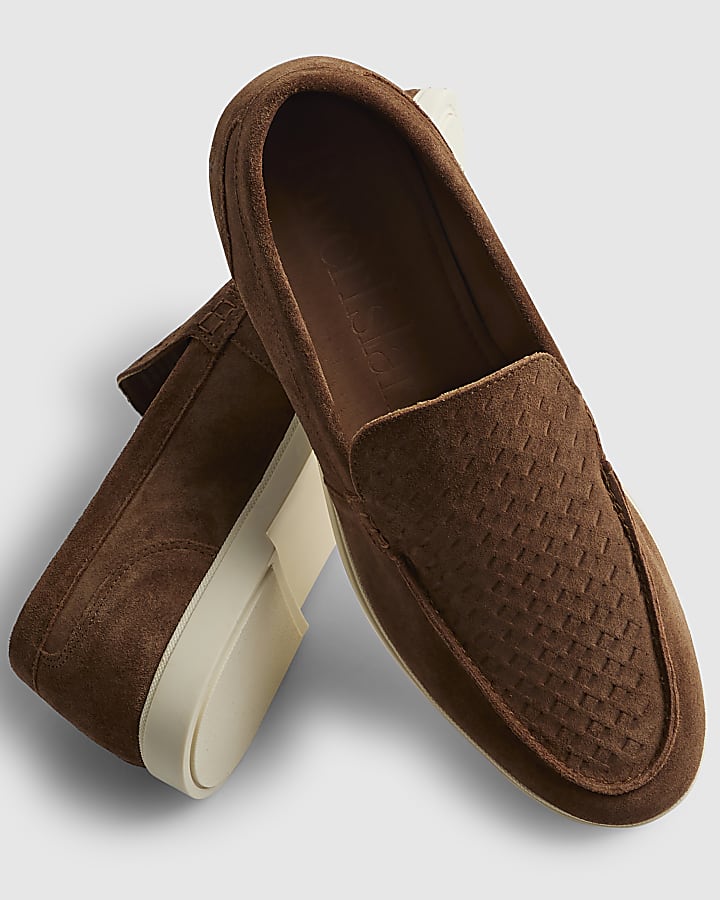 Brown Suede Woven Loafer
