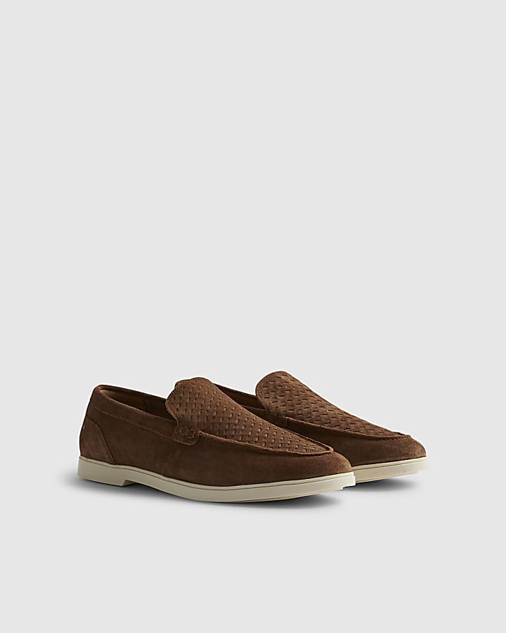 Brown Suede Woven Loafer