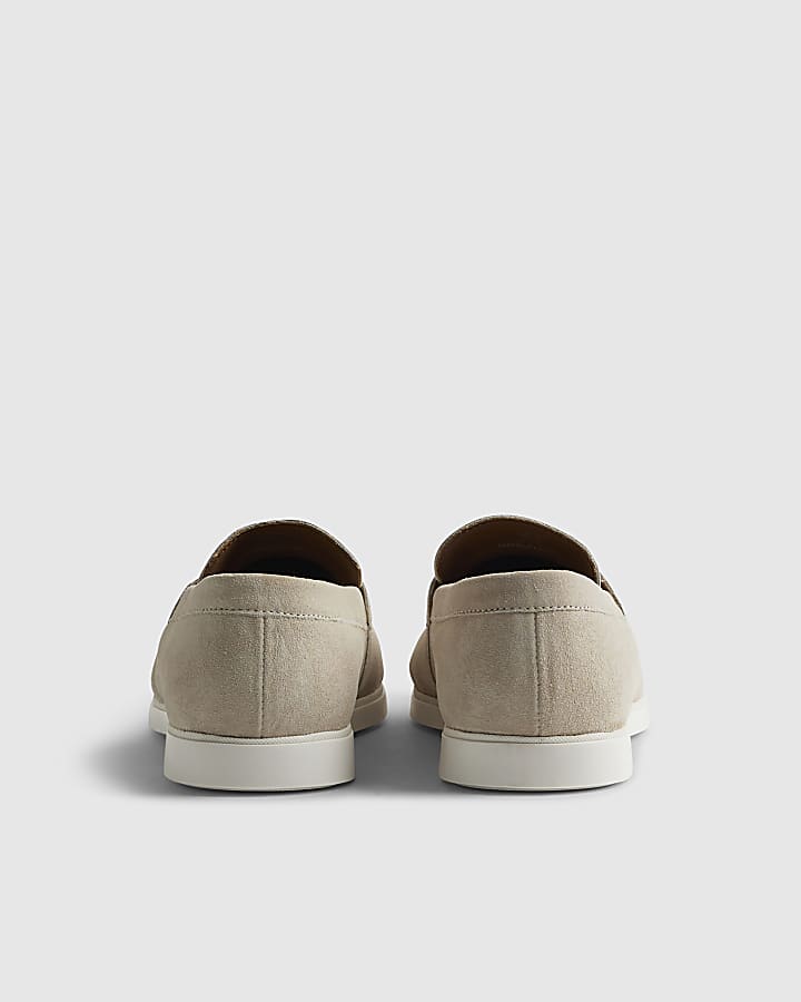 Beige Suede Loafers