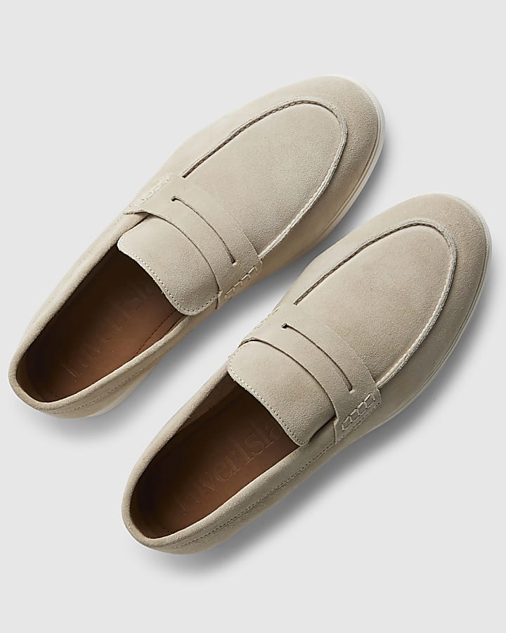 Beige Suede Loafers