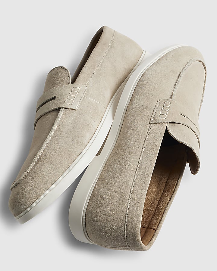 Beige Suede Loafers