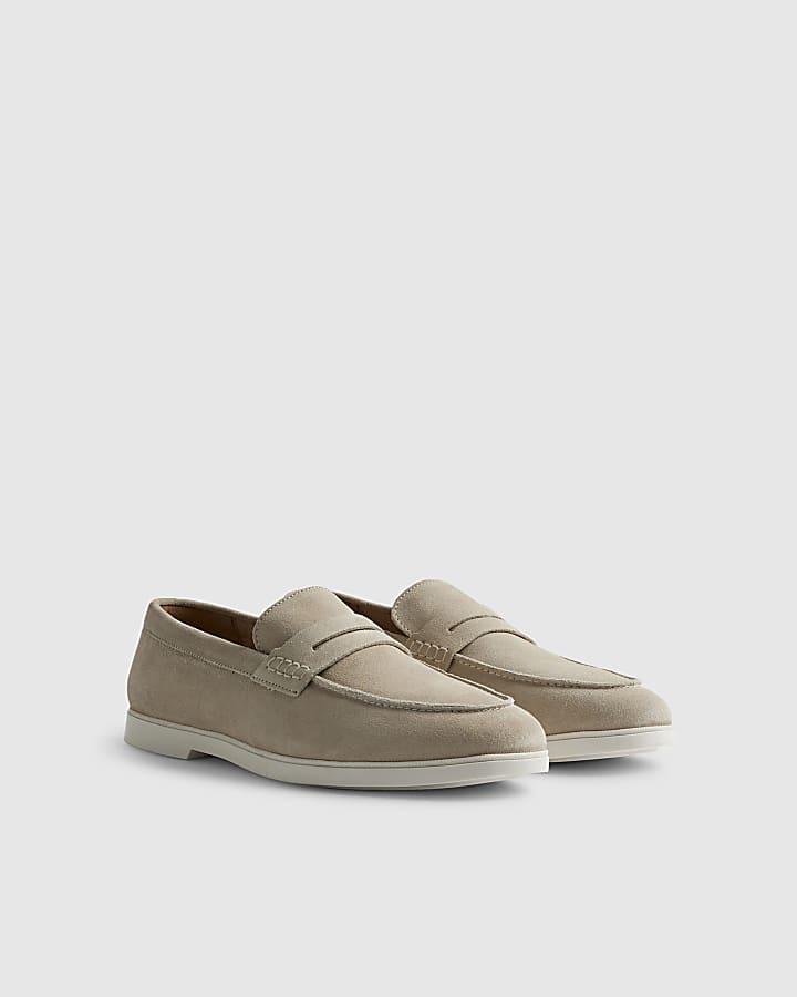 Beige Suede Loafers