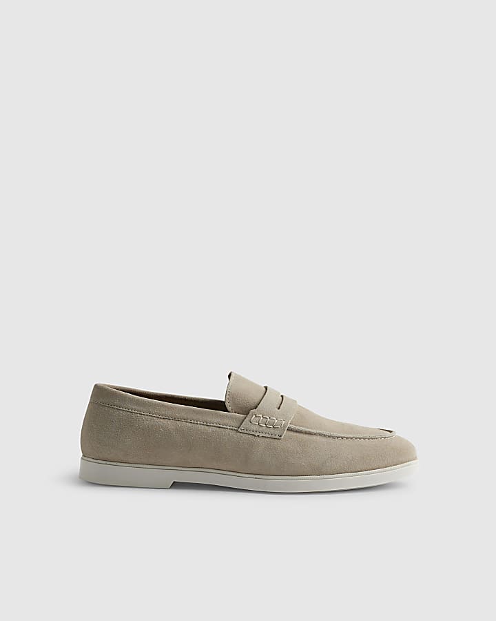Beige Suede Loafers