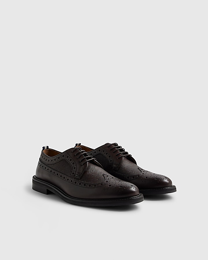 Brown Chunky Brogue Shoes