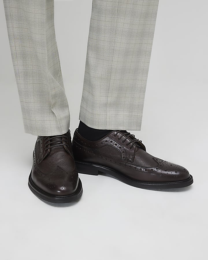 Brown Chunky Brogue Shoes