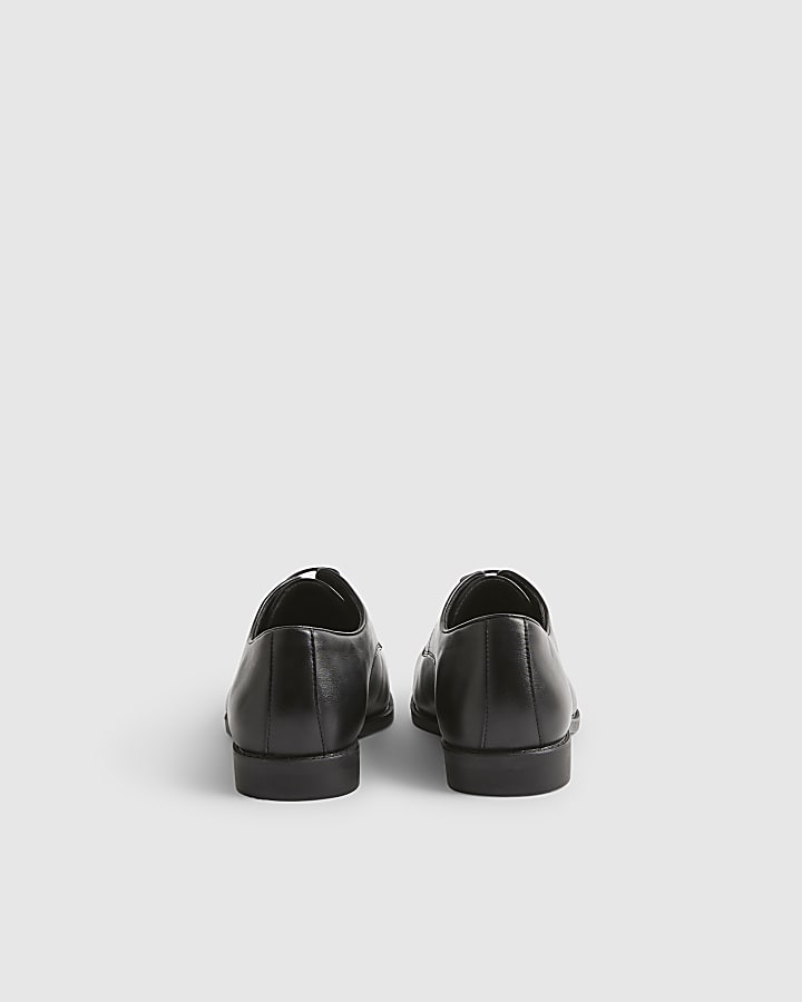 Black Faux Leather Derby Shoes