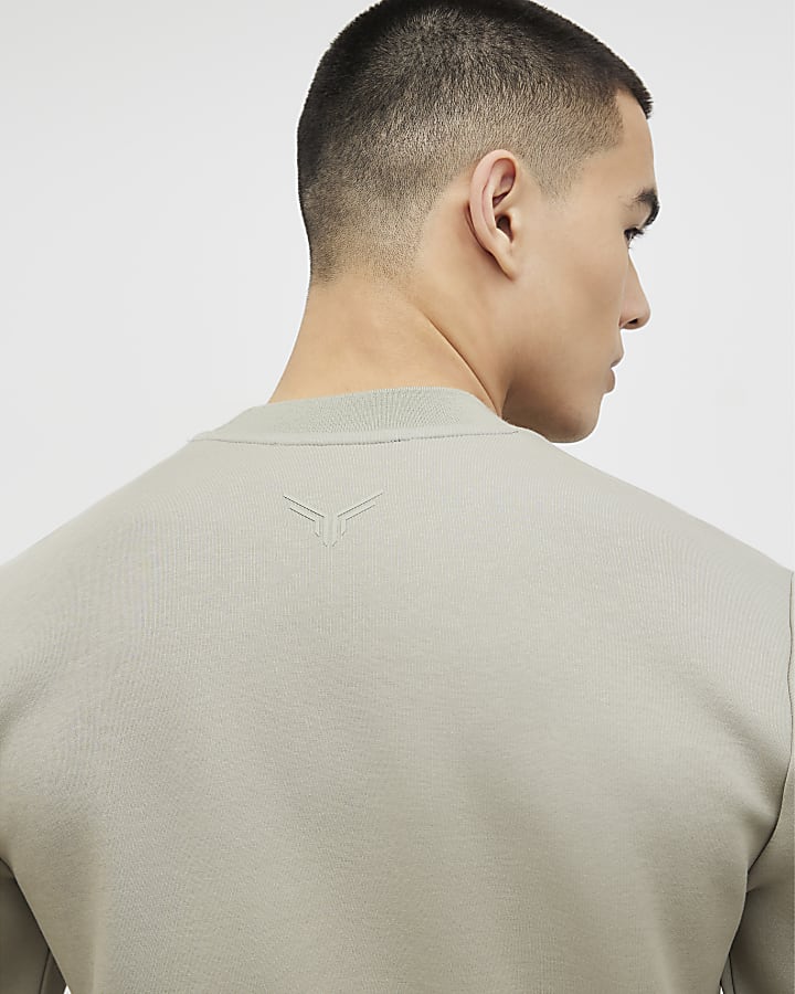 Khaki Slim Fit Nylon Pocket Sweatshirt