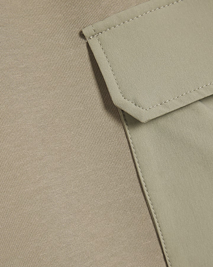 Khaki Slim Fit Nylon Pocket Joggers