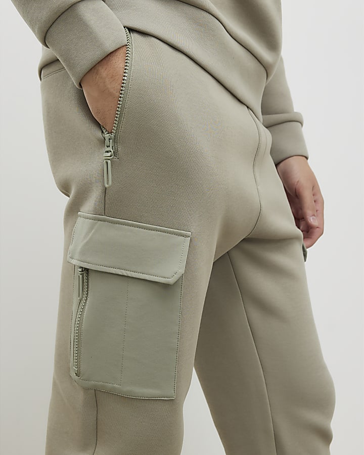 Khaki Slim Fit Nylon Pocket Joggers