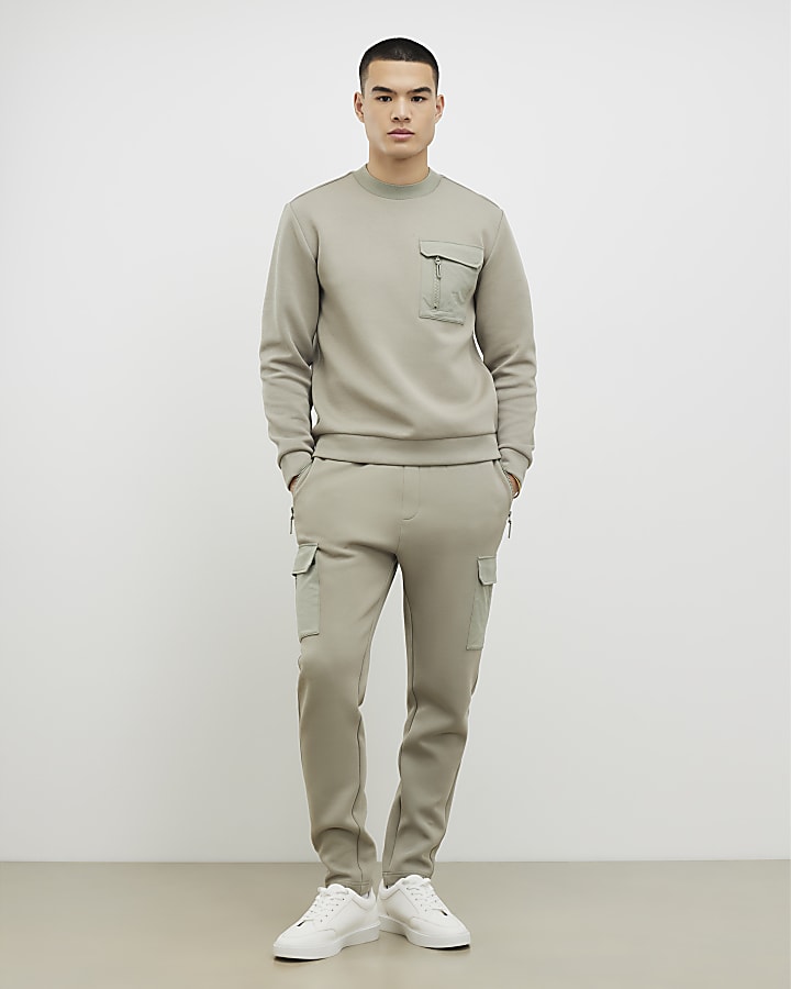 Khaki Slim Fit Nylon Pocket Joggers