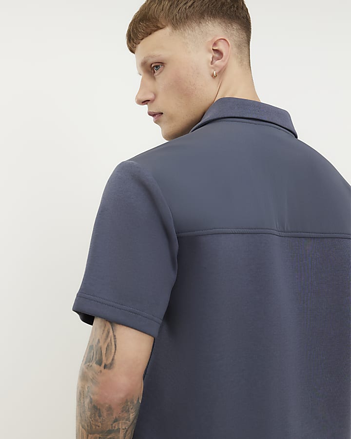 Grey Premium Regular Fit Nylon Pocket Shirt