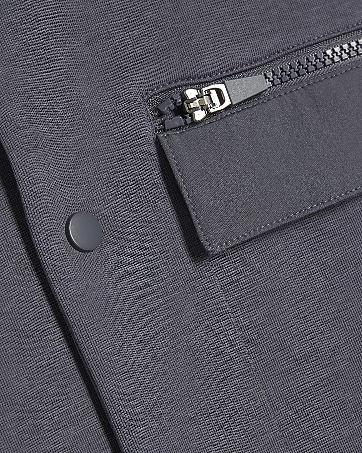 Grey Premium Regular Fit Nylon Pocket Shirt