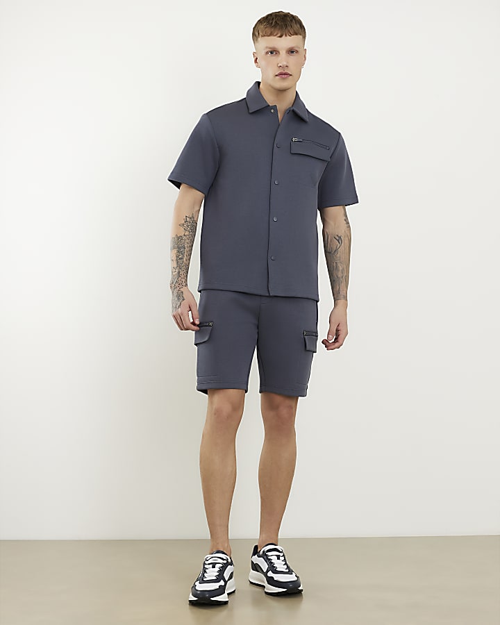 Grey Premium Regular Fit Nylon Pocket Shirt