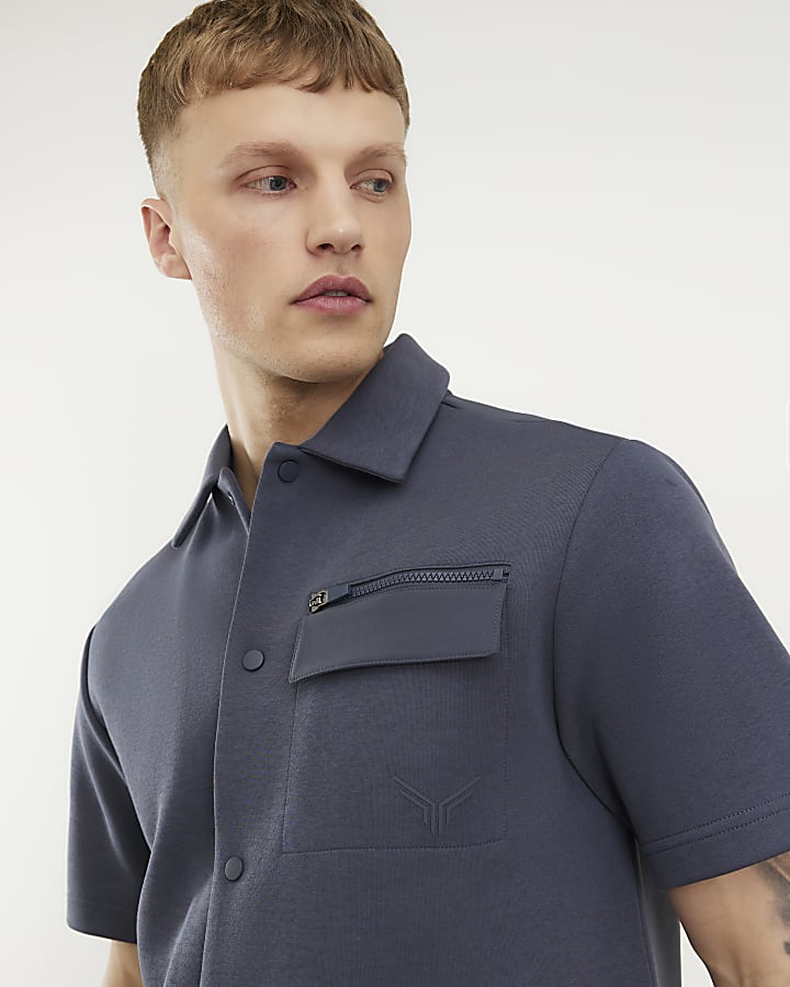 Grey Premium Regular Fit Nylon Pocket Shirt