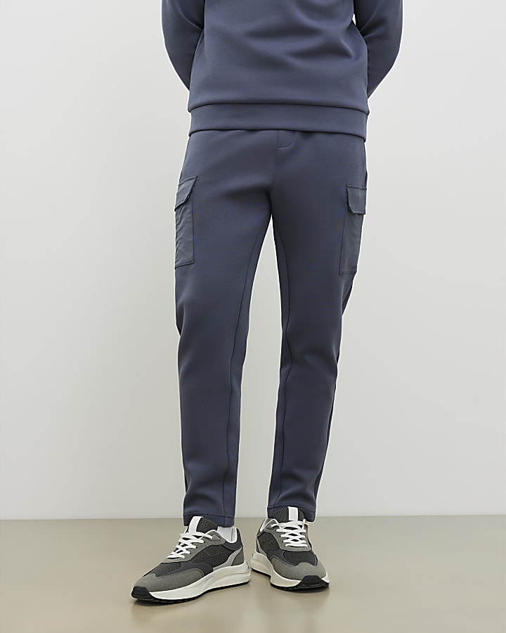 Grey Slim Fit Nylon Pocket Joggers