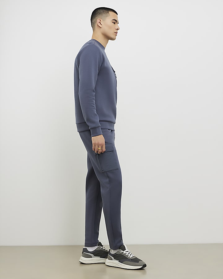 Grey Slim Fit Nylon Pocket Joggers