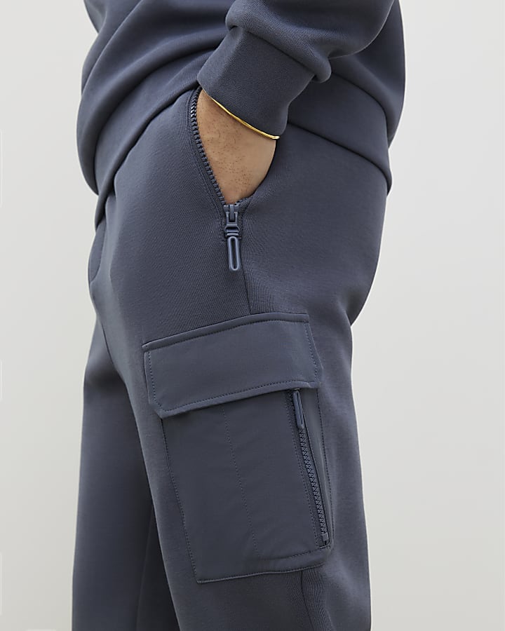 Grey Slim Fit Nylon Pocket Joggers