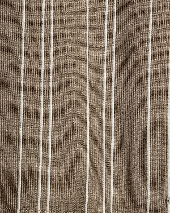 Beige Slim Fit Stripe Polo Shirt