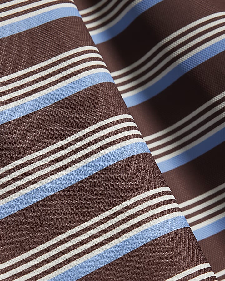 Brown Slim Fit Pique Stripe T-Shirt