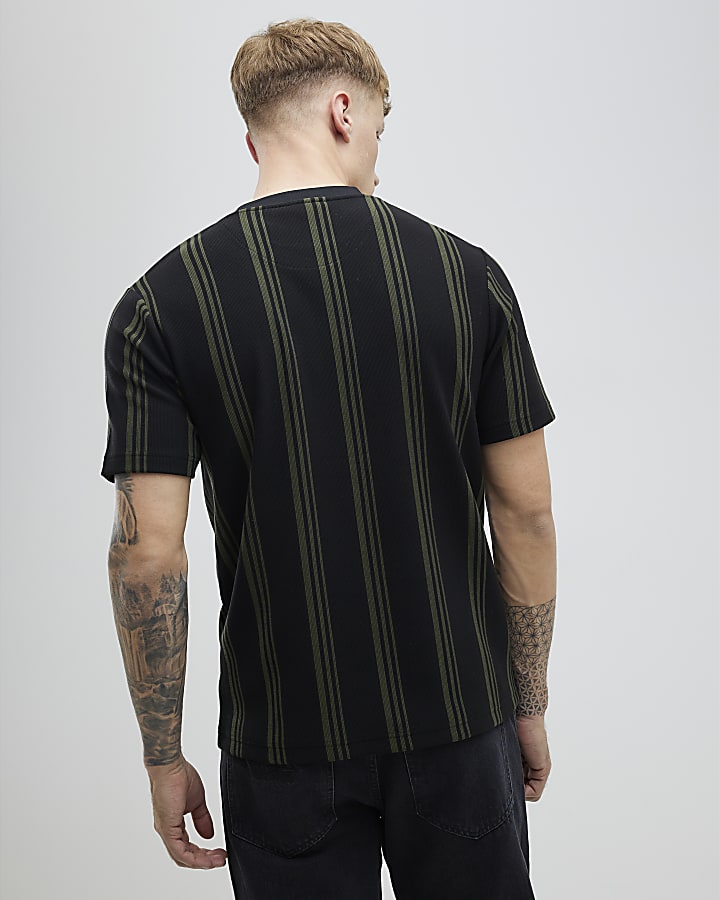 Black Slim Fit Stripe T-Shirt