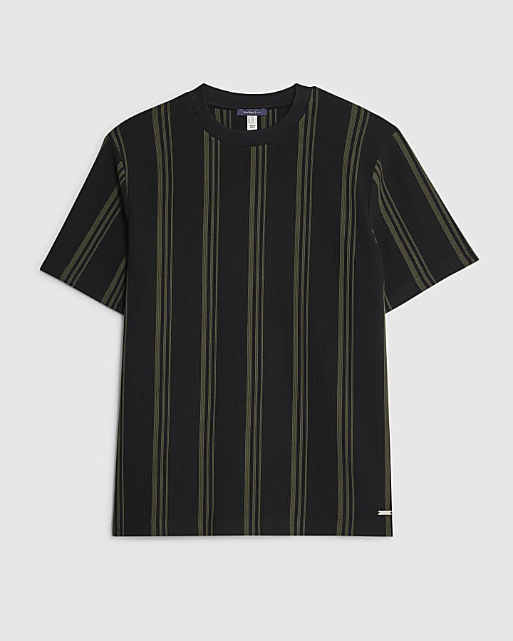Black Slim Fit Stripe T-Shirt