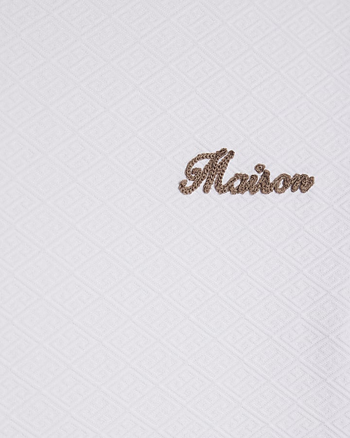 White Slim Fit Textured T-Shirt