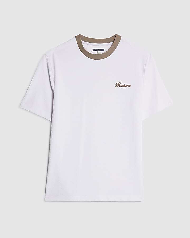 White Slim Fit Textured T-Shirt