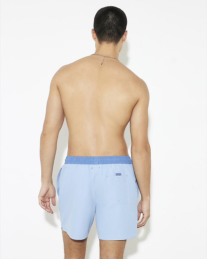 Blue Colour Block Swim Shorts