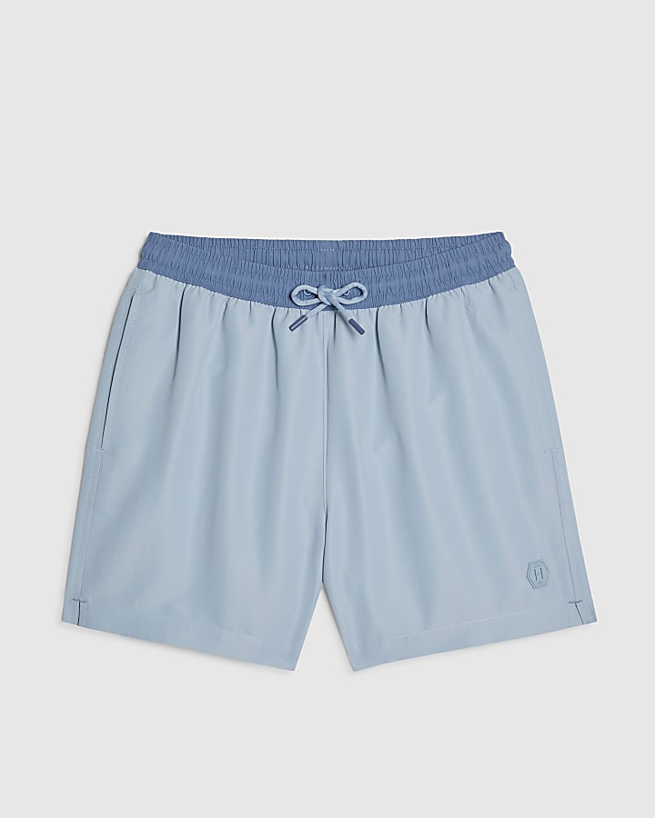 Blue Colour Block Swim Shorts