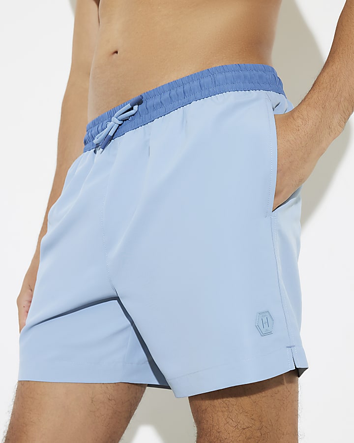 Blue Colour Block Swim Shorts