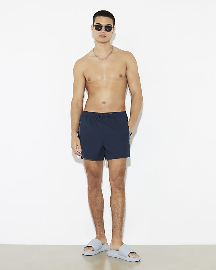 Navy Zip Swim Shorts