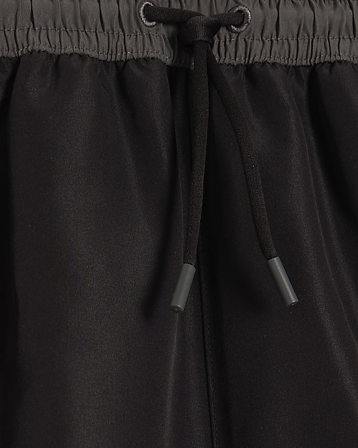 Black Colour Block Swim Shorts