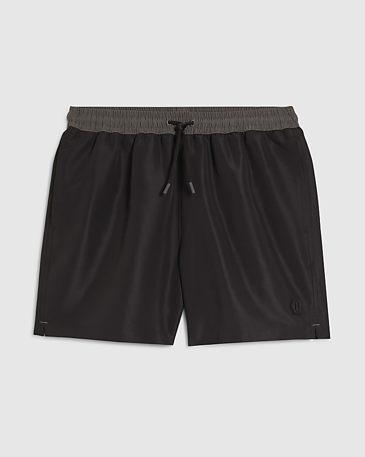 Black Colour Block Swim Shorts