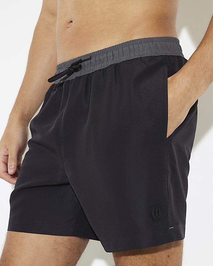 Black Colour Block Swim Shorts