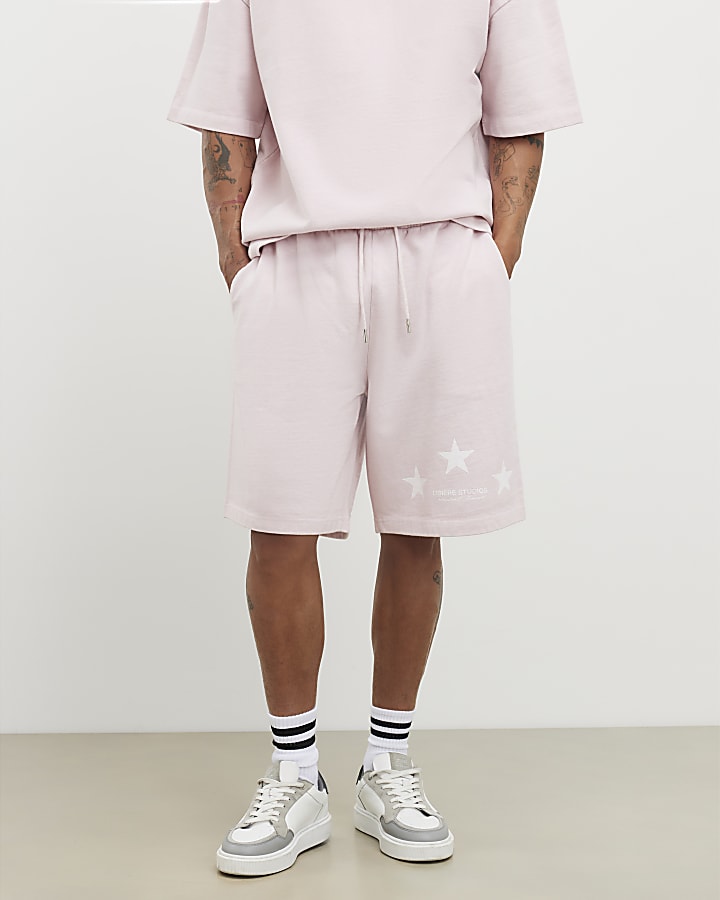 Pink Oversized Fit Pink Lisiere Shorts