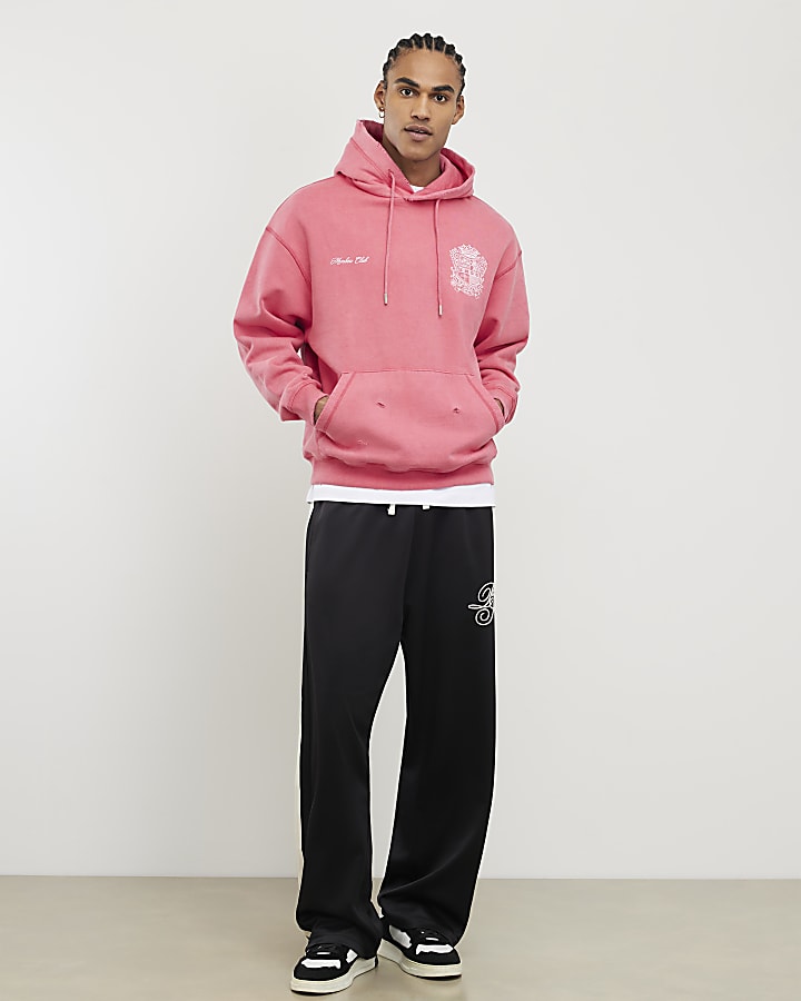 Pink Oversized Fit Members Club Crest Hoodie