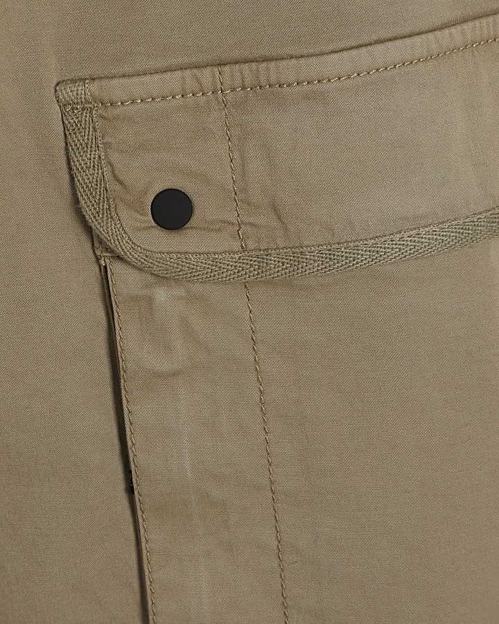 Beige Regular Fit Cargo Trousers