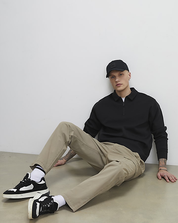 Beige Regular Fit Cargo Trousers