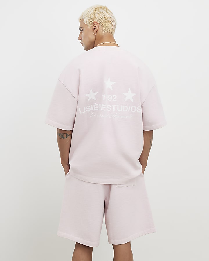 Pink Oversized Fit Lisiere Studios T-Shirt