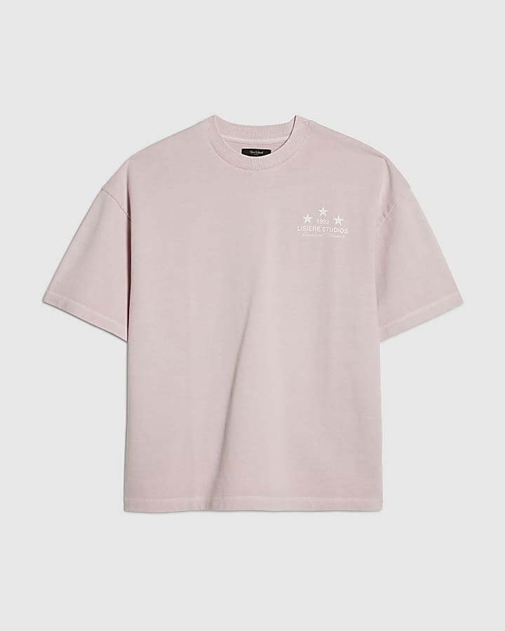 Pink Oversized Fit Lisiere Studios T-Shirt