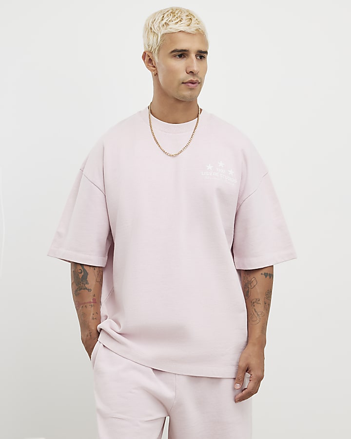 Pink Oversized Fit Lisiere Studios T-Shirt