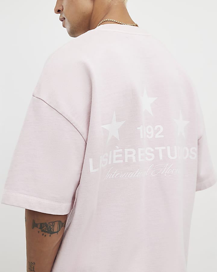 Pink Oversized Fit Lisiere Studios T-Shirt