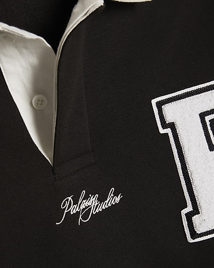 Black Oversized Fit Palais Badge Polo Shirt