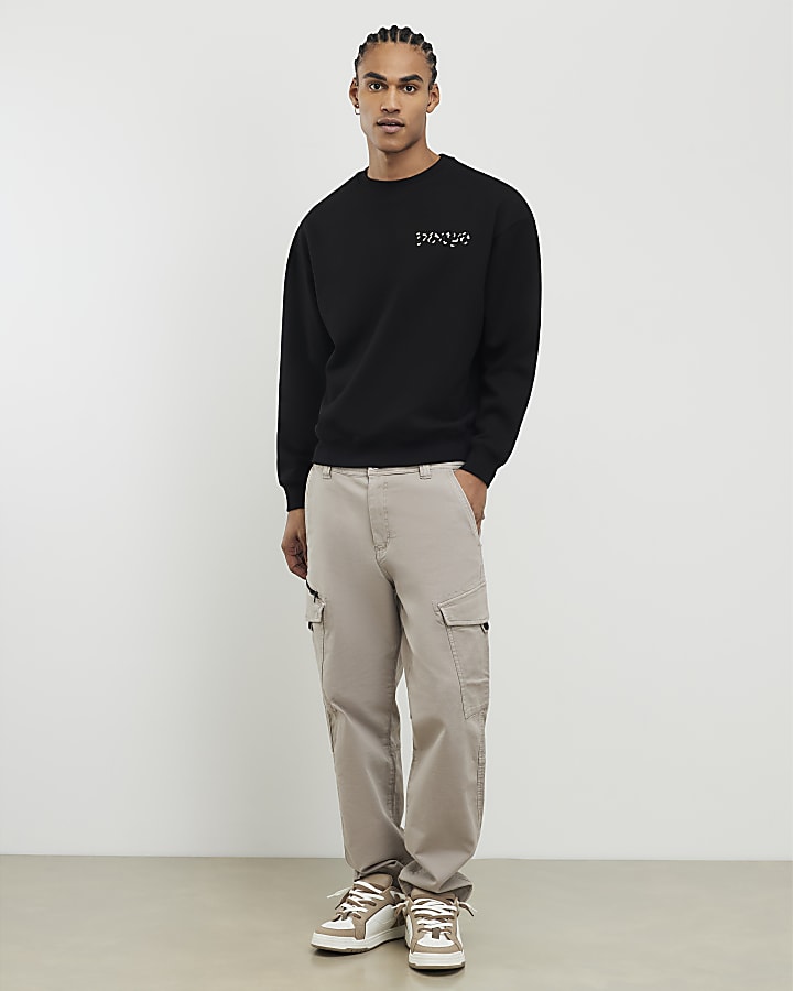 Black Oversized Fit Tokyo Dragon Sweatshirt